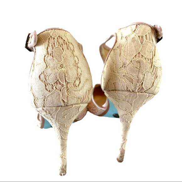 Betsey Johnson “Eliza” Blush Sequin Beaded Bridal Heels Pumps Women’s 8 Wedding - Picture 6 of 11